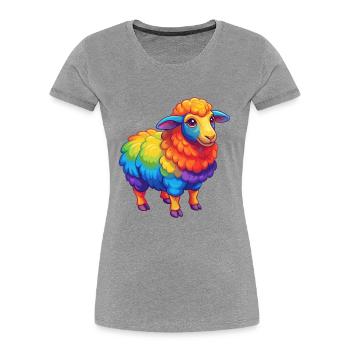 Sheep Colorful Kawaii Cartoon Character Clipart - Women's Premium Organic T-Shirt - heather grey - Front - Mia (176cm)