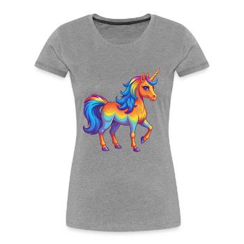 Einhorn Bunte Kawaii Cartoon Figur Clipart - Frauen Premium Bio T-Shirt - Grau meliert - Vorne - Mia (176cm)