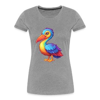 Storch Bunte Kawaii Cartoon Figur Clipart - Frauen Premium Bio T-Shirt - Grau meliert - Vorne - Mia (176cm)