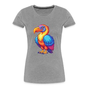 Vulture Coloré Kawaii Dessin Animé Personnage Clipart - T-shirt bio Premium Femme - gris chiné - Devant - Mia (176cm)