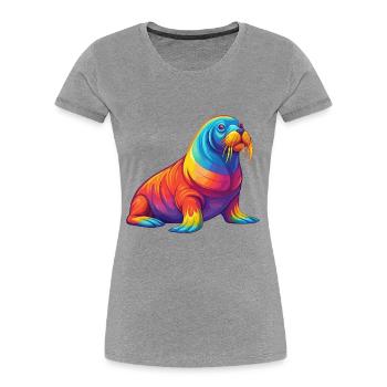 morse coloré kawaii dessin animé personnage clipart - T-shirt bio Premium Femme - gris chiné - Devant - Mia (176cm)