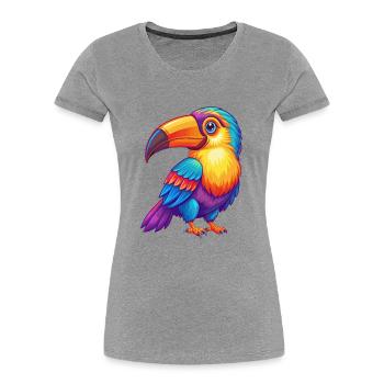Toucan Colorful Kawaii Cartoon Character Clipart - Women's Premium Organic T-Shirt - heather grey - Front - Mia (176cm)