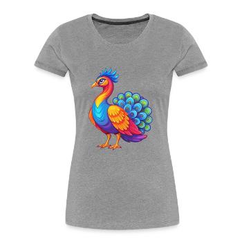 Peacock Colorful Kawaii Cartoon Character Clipart - Women's Premium Organic T-Shirt - heather grey - Front - Mia (176cm)