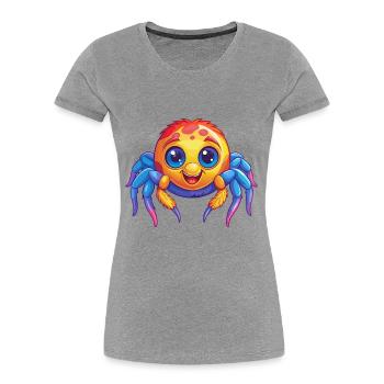 araignée coloré Kawaii personnage de dessin animé Clipart - T-shirt bio Premium Femme - gris chiné - Devant - Mia (176cm)