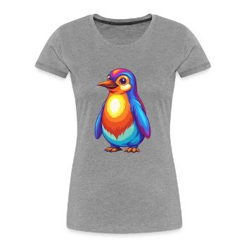 Pinguin Bunte Kawaii Cartoon Figur Clipart - Frauen Premium Bio T-Shirt - Grau meliert - Vorne - Mia (176cm)