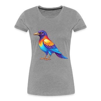 Magpie Colorful Kawaii Cartoon Character Clipart - Women's Premium Organic T-Shirt - heather grey - Front - Mia (176cm)
