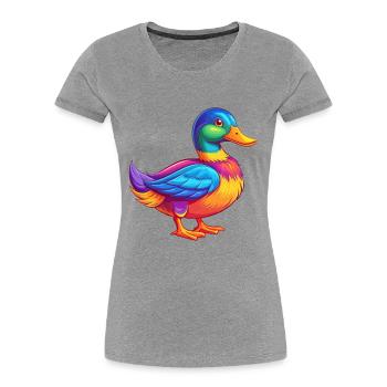 Mallard Colorful Kawaii Cartoon Character Bird - Women's Premium Organic T-Shirt - heather grey - Front - Mia (176cm)