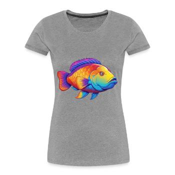 napoléon labre coloré kawaii dessin animé animal marin - T-shirt bio Premium Femme - gris chiné - Devant - Mia (176cm)