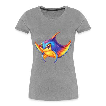 Mantarochen Buntes Kawaii Cartoon Meerestier - Frauen Premium Bio T-Shirt - Grau meliert - Vorne - Mia (176cm)