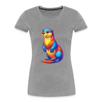 Sea Otter Colorful Kawaii Cartoon Sea Animal - Women's Premium Organic T-Shirt - heather grey - Front - Mia (176cm)
