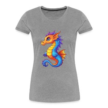 Sea Dragon Colorful Kawaii Cartoon Sea Animal - Women's Premium Organic T-Shirt - heather grey - Front - Mia (176cm)