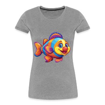 Clown Schmerle Buntes Kawaii Cartoon Meerestier - Frauen Premium Bio T-Shirt - Grau meliert - Vorne - Mia (176cm)