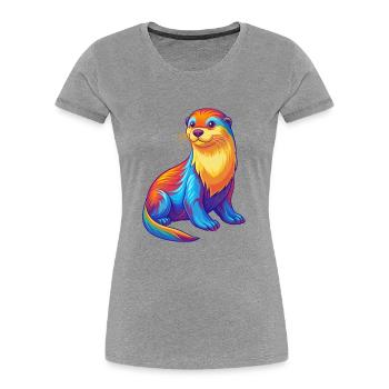 Sea Otter Colorful Kawaii Cartoon Sea Animal - Women's Premium Organic T-Shirt - heather grey - Front - Mia (176cm)