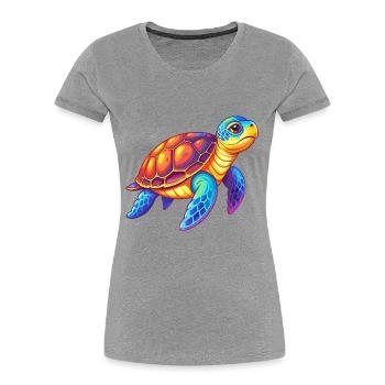 Tortue imbriquée Coloré Kawaii Dessin animé Clipart - T-shirt bio Premium Femme - gris chiné - Devant - Mia (176cm)