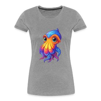 Cuttlefish Colorful Kawaii Cartoon Sea Animal - Women's Premium Organic T-Shirt - heather grey - Front - Mia (176cm)