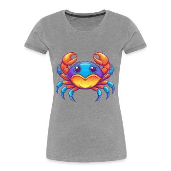 Crab Colorful Kawaii Cartoon Sea Animal - Women's Premium Organic T-Shirt - heather grey - Front - Mia (176cm)