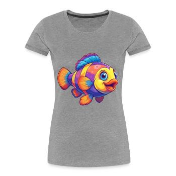 Clownfish Coloré Kawaii Dessin animé Animal marin - T-shirt bio Premium Femme - gris chiné - Devant - Mia (176cm)