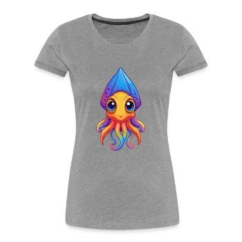 Bottletail Squid Colorful Kawaii Cartoon Clipart - Women's Premium Organic T-Shirt - heather grey - Front - Mia (176cm)
