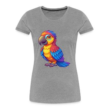 Parrot Colorful Kawaii Cartoon Character Bird - Women's Premium Organic T-Shirt - heather grey - Front - Mia (176cm)