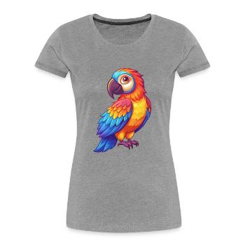 Parrot Colorful Kawaii Cartoon Character Bird - Women's Premium Organic T-Shirt - heather grey - Front - Mia (176cm)