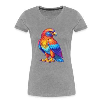 Hawk Colorful Kawaii Cartoon Character Bird - Women's Premium Organic T-Shirt - heather grey - Front - Mia (176cm)