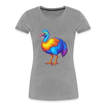 Cassowary Colorful Kawaii Cartoon Character Bird - Women's Premium Organic T-Shirt - heather grey - Front - Mia (176cm)