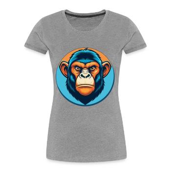 Bonobo Cute Kawaii Cartoon Clipart Animal Pet Logo - Women's Premium Organic T-Shirt - heather grey - Front - Mia (176cm)