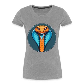 Cobra Cute Kawaii Cartoon Clipart Animal Pet Logo - Women's Premium Organic T-Shirt - heather grey - Front - Mia (176cm)