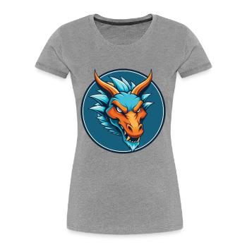 Dragon mignon kawaii dessin animé Clipart Animal Animal Pet Logo - T-shirt bio Premium Femme - gris chiné - Devant - Mia (176cm)