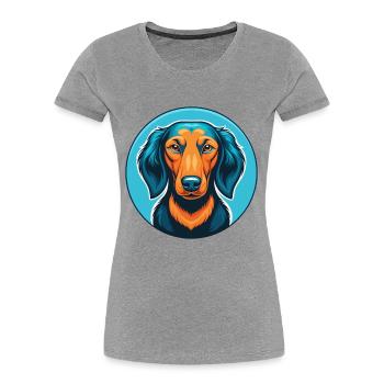 Dackel Hund Niedlich Kawaii Cartoon Tier Haustier Logo - Frauen Premium Bio T-Shirt - Grau meliert - Vorne - Mia (176cm)