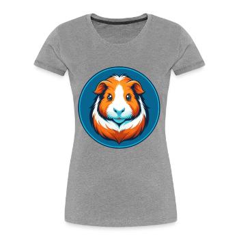 cochon d’Inde mignon Kawaii dessin animé animal animal logo - T-shirt bio Premium Femme - gris chiné - Devant - Mia (176cm)