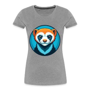 Ferret Cute Kawaii Cartoon Clipart Animal Pet Logo - Women's Premium Organic T-Shirt - heather grey - Front - Mia (176cm)