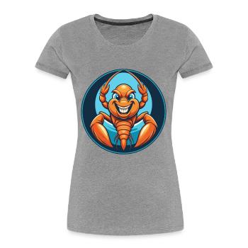 homard mignon drôle Kawaii dessin animé animal animal logo - T-shirt bio Premium Femme - gris chiné - Devant - Mia (176cm)