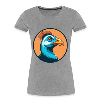 pintade mignon kawaii dessin animé animal animal logo - T-shirt bio Premium Femme - gris chiné - Devant - Mia (176cm)