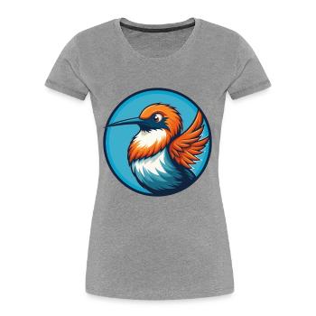 colibri mignon kawaii dessin animé animal de compagnie logo - T-shirt bio Premium Femme - gris chiné - Devant - Mia (176cm)