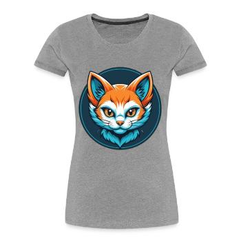 Kitten Cute Kawaii Cartoon Clipart Animal Pet Logo - Women's Premium Organic T-Shirt - heather grey - Front - Mia (176cm)