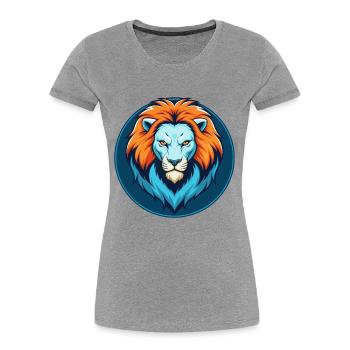 Lion Cute Kawaii Cartoon Clipart Animal Pet Logo - Women's Premium Organic T-Shirt - heather grey - Front - Mia (176cm)