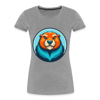 Murmeltier Niedliche Kawaii Cartoon Clipart Tier Haustier Logo - Frauen Premium Bio T-Shirt - Grau meliert - Vorne - Mia (176cm)