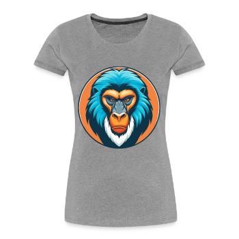 Mandrill Niedliches Kawaii Cartoon Tier Haustier Logo - Frauen Premium Bio T-Shirt - Grau meliert - Vorne - Mia (176cm)