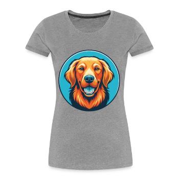 Golden Retriever Dog Cute Kawaii Cartoon Pet Logo - Women's Premium Organic T-Shirt - heather grey - Front - Mia (176cm)