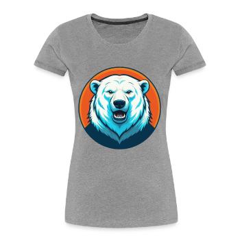 ours polaire mignon Kawaii dessin animé animal de compagnie logo - T-shirt bio Premium Femme - gris chiné - Devant - Mia (176cm)