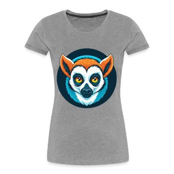 Lemur Cute Kawaii Cartoon Clipart Animal Pet Logo - Women's Premium Organic T-Shirt - heather grey - Front - Mia (176cm)