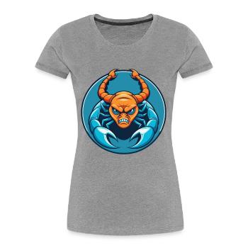 Scorpion Mignon Kawaii Dessin Animé Animal Animal Logo - T-shirt bio Premium Femme - gris chiné - Devant - Mia (176cm)