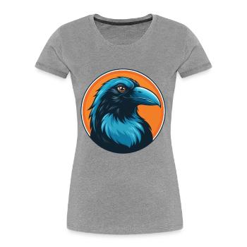 Rabe Niedliche Kawaii Cartoon Clipart Tier Haustier Logo - Frauen Premium Bio T-Shirt - Grau meliert - Vorne - Mia (176cm)