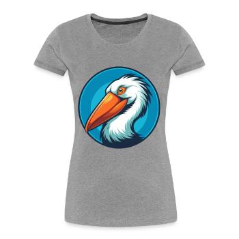 Pélican mignon drôle Kawaii dessin animé Animal Animal Logo - T-shirt bio Premium Femme - gris chiné - Devant - Mia (176cm)