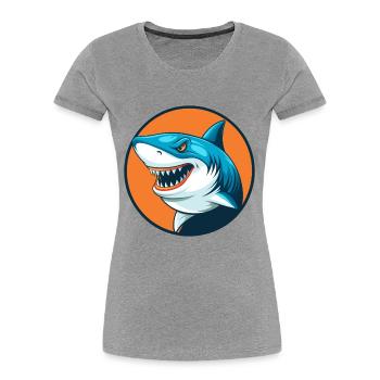 Hai Niedlich Kawaii Cartoon Clipart Tier Haustier Logo - Frauen Premium Bio T-Shirt - Grau meliert - Vorne - Mia (176cm)
