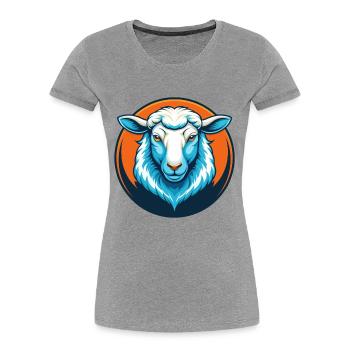 mouton mignon kawaii dessin animé clipart animal animal de compagnie logo - T-shirt bio Premium Femme - gris chiné - Devant - Mia (176cm)