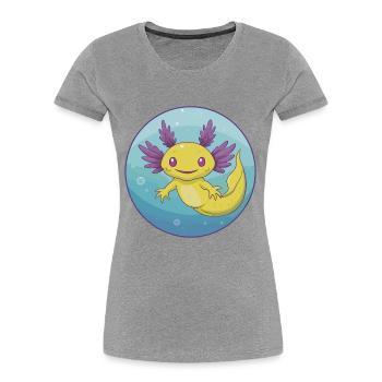 axolotl mignon kawaii dessin animé clipart animal de compagnie - T-shirt bio Premium Femme - gris chiné - Devant - Mia (176cm)