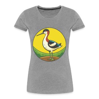 Avocet Cute Kawaii Cartoon Clipart Pet Animal - Women's Premium Organic T-Shirt - heather grey - Front - Mia (176cm)