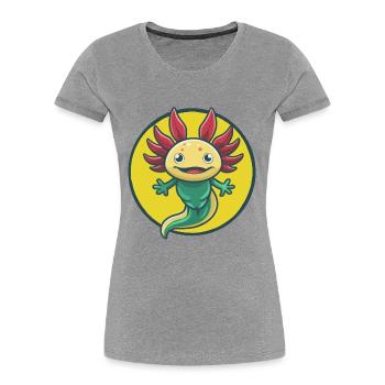axolotl mignon kawaii dessin animé clipart animal de compagnie - T-shirt bio Premium Femme - gris chiné - Devant - Mia (176cm)